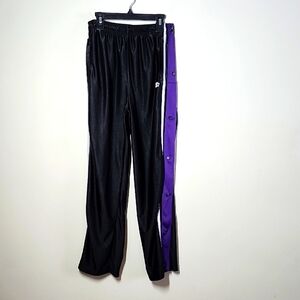 Starter Black Purple Tear Away Snap Track Pants with Purple Stripe XL 14/16